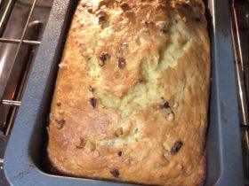 Easy 3-ingredient banana bread made with ripe bananas, eggs, and yellow cake mix