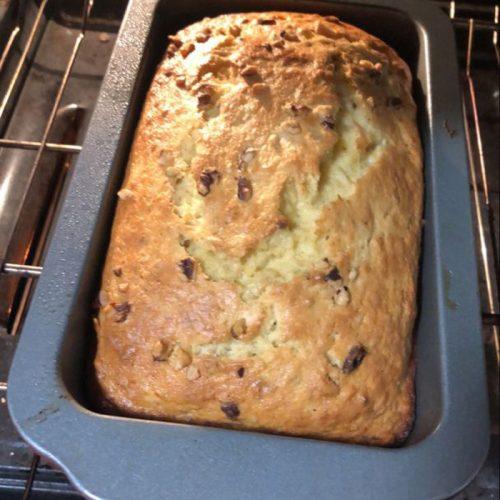 Easy 3-ingredient banana bread made with ripe bananas, eggs, and yellow cake mix