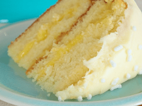 Lemon layer cake with homemade lemon filling and lemon butter frosting