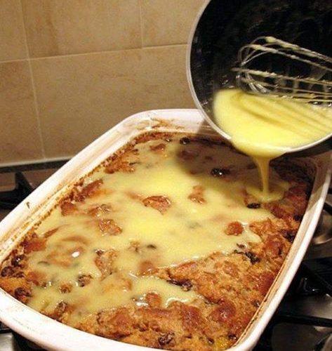 Grandma’s Old-Fashioned Bread Pudding with Vanilla Sauce