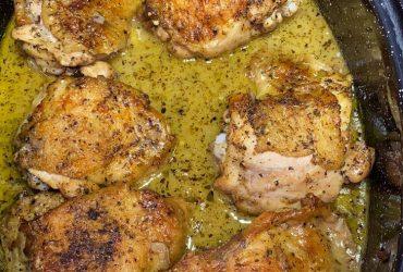 Garlic Roasted Chicken Thighs with Parmesan Gravy