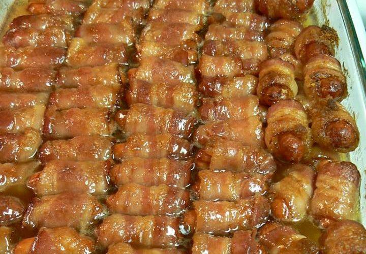 BACON WRAPPED SMOKIES WITH BROWN SUGAR AND BUTTER