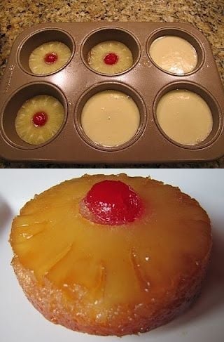 Mini Pineapple Upside-Down Cupcakes