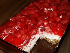 RASPBERRY JELLO PRETZEL SALAD