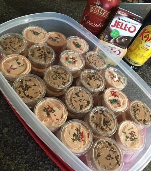 CHRISTMAS CHOCOLATE KAHLUA &amp; BAILEY’S PUDDING SHOTS - Recipes Need
