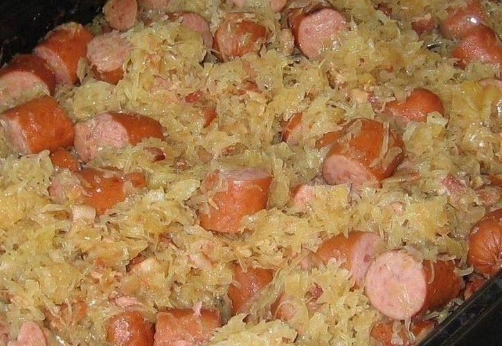 Polish sausage Sauerkraut and potatoes