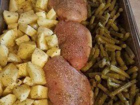 One Pan Chicken Potatoes and Greens