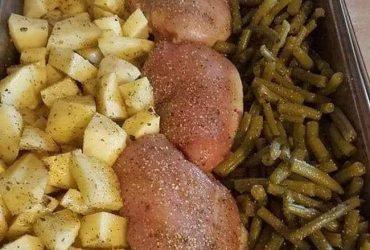 One Pan Chicken Potatoes and Greens
