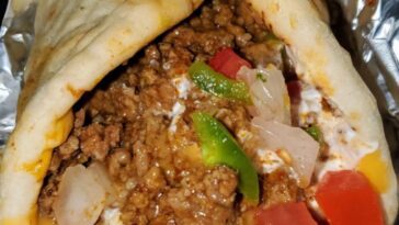 Homemade Hamburger Peppers And Onion Gyros