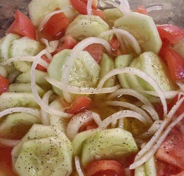 Cucumber Onion and Tomato Salad