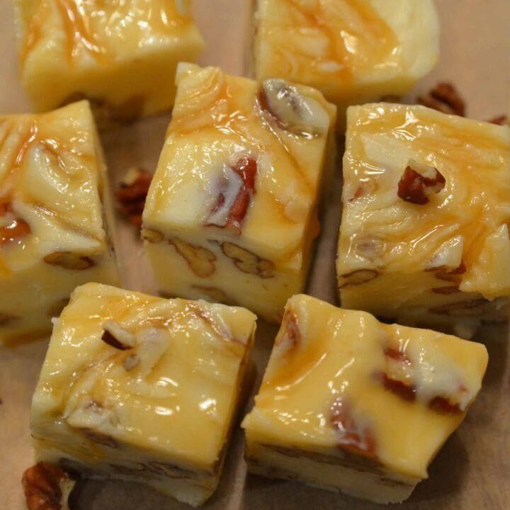 5 Minute White Chocolate Caramel Pecan Fudge