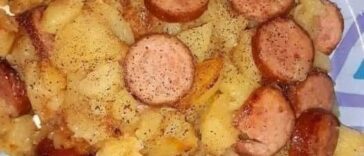 Fried Potatoes Onions And Smoked Polish Sausage