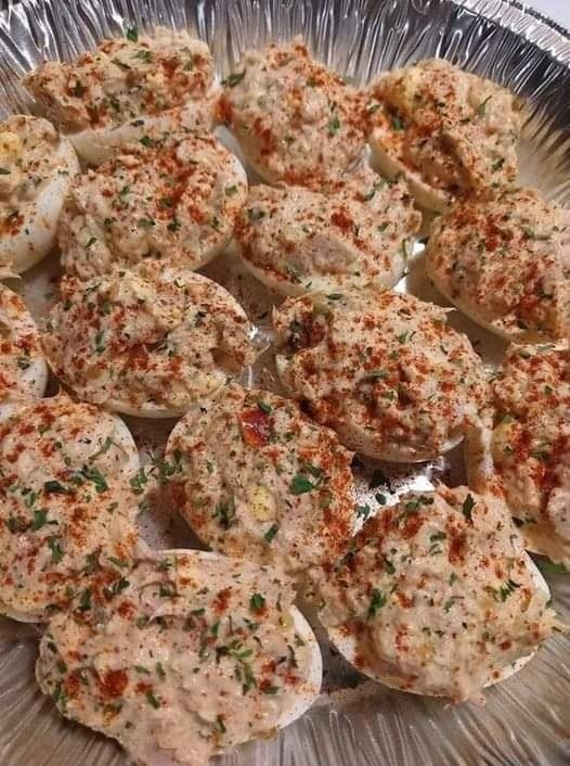 Tuna stuffed deviled eggs