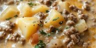 Crockpot Creamy Potato & Hamburger Soup