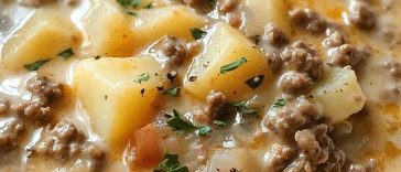 Crockpot Creamy Potato & Hamburger Soup