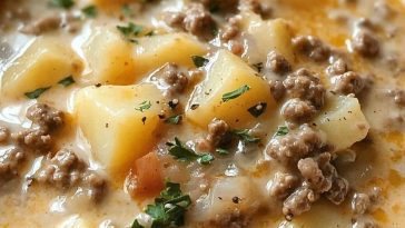 Crockpot Creamy Potato & Hamburger Soup