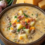 Slow Cooker Cheesy Burger Flavored Soup