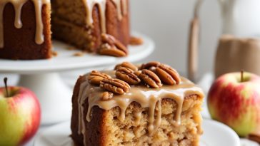 Apple Pecan Cake With Caramel Glaze