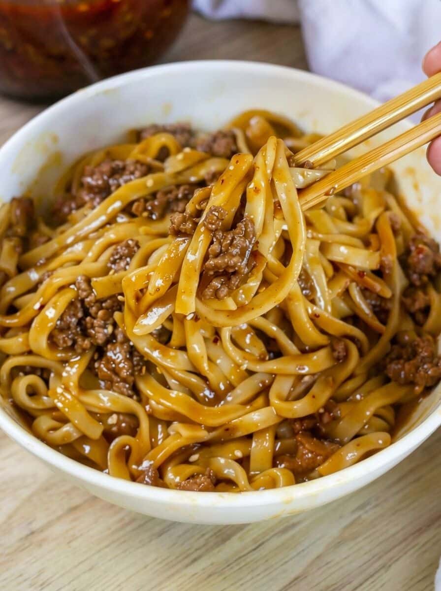 Mongolian Ground Beef Noodles