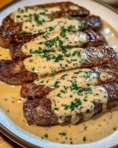 Juicy Steak with Creamy Garlic Sauce
