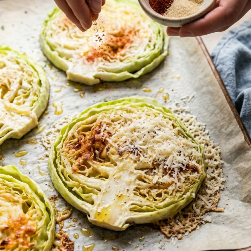 Crispy Parmesan Roasted Cabbage Steaks