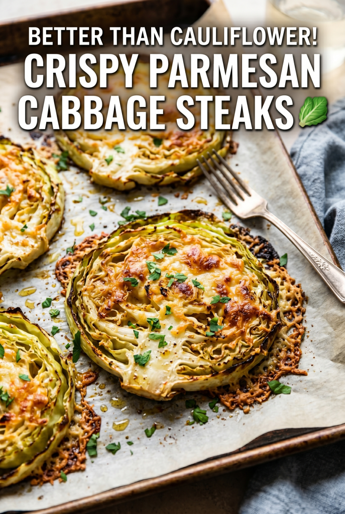 Crispy Parmesan Roasted Cabbage Steaks