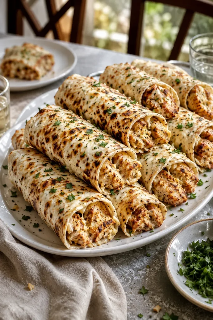 Cheesy Garlic Chicken Wraps