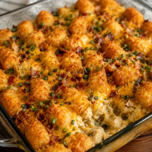 Chicken Bacon Ranch Tater Tot Casserole