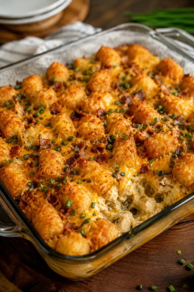 Chicken Bacon Ranch Tater Tot Casserole