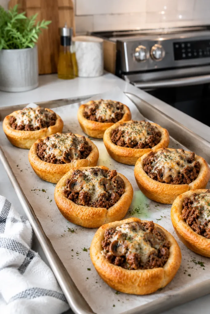 Beef and Mushroom Crescent Cups
