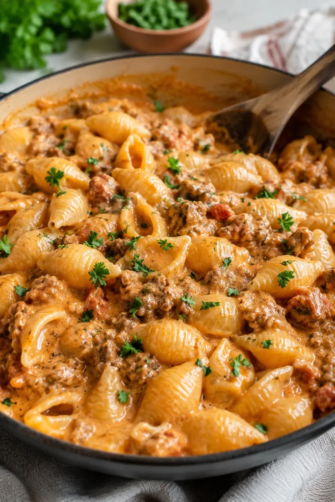 Creamy Beef and Shells
