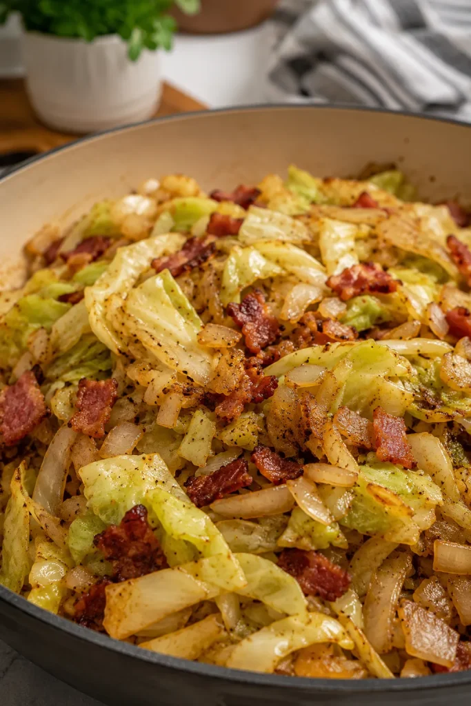 Fried Cabbage with Bacon Onion and Garlic