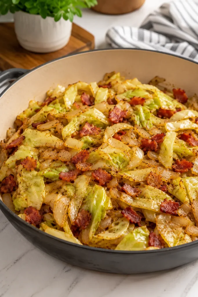 Fried Cabbage with Bacon Onion and Garlic