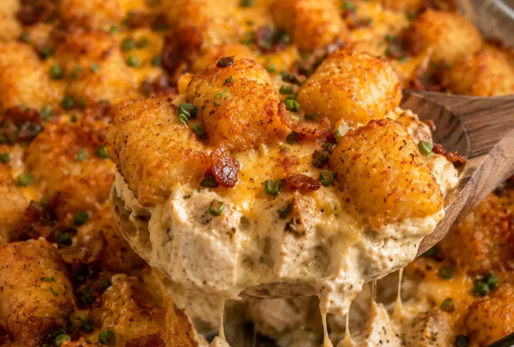 Chicken Bacon Ranch Tater Tot Casserole