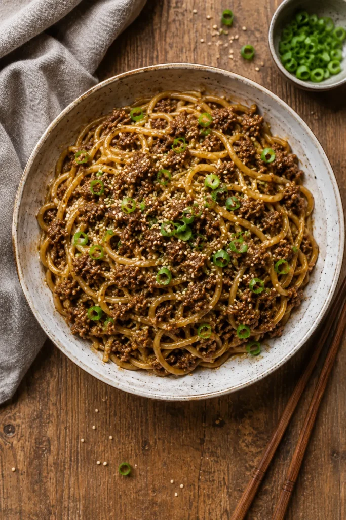 Mongolian Ground Beef Noodles