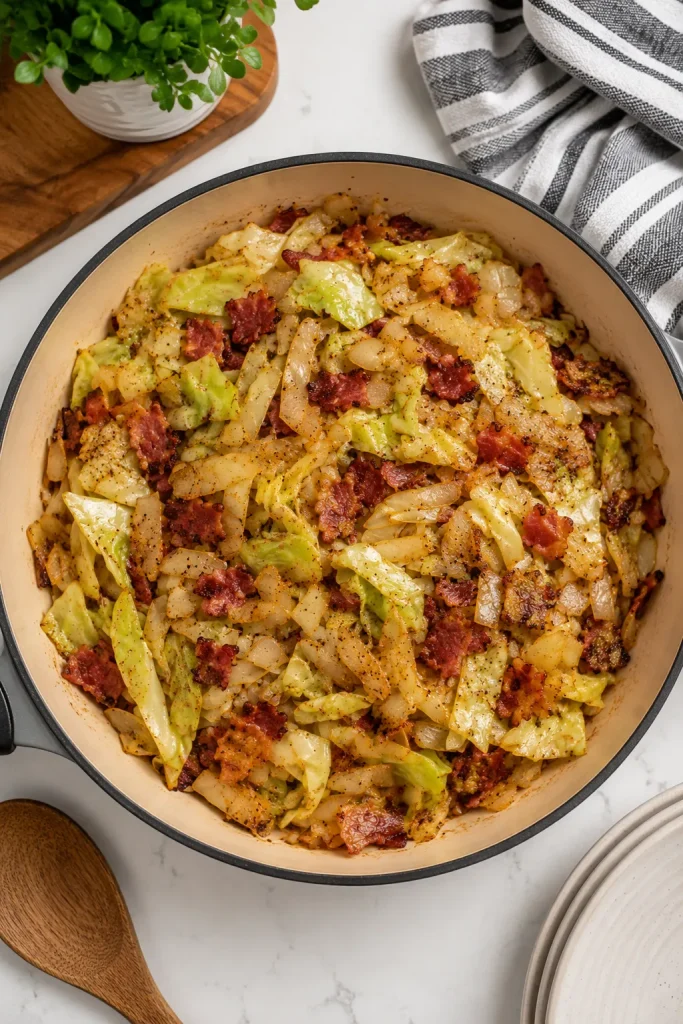 Fried Cabbage with Bacon Onion and Garlic