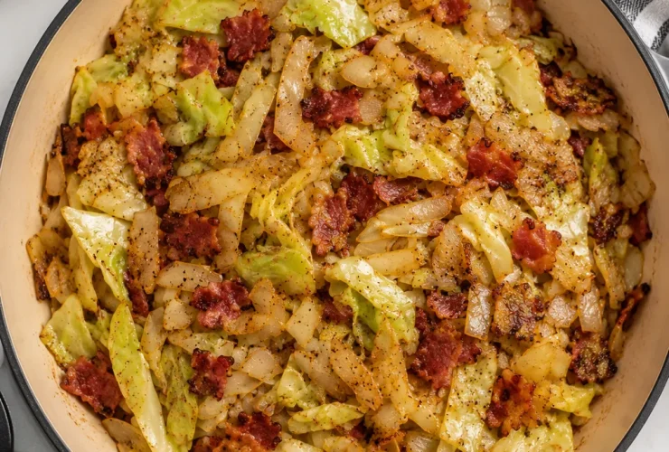 Fried Cabbage with Bacon Onion and Garlic