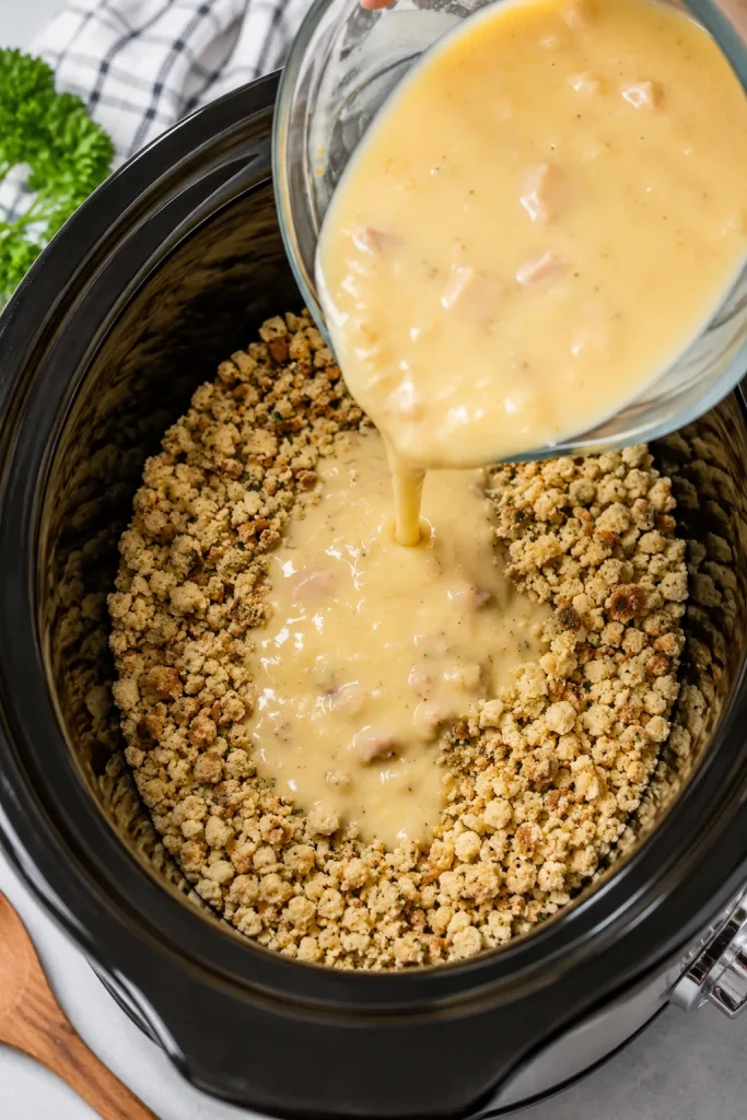 4-Ingredient Slow Cooker Chicken and Stuffing