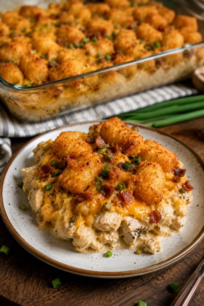 Chicken Bacon Ranch Tater Tot Casserole