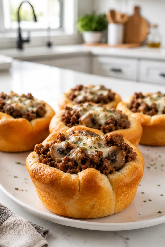 Beef and Mushroom Crescent Cups