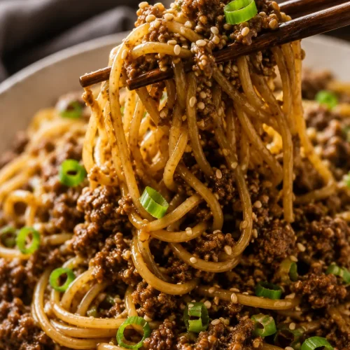 Mongolian Ground Beef Noodles