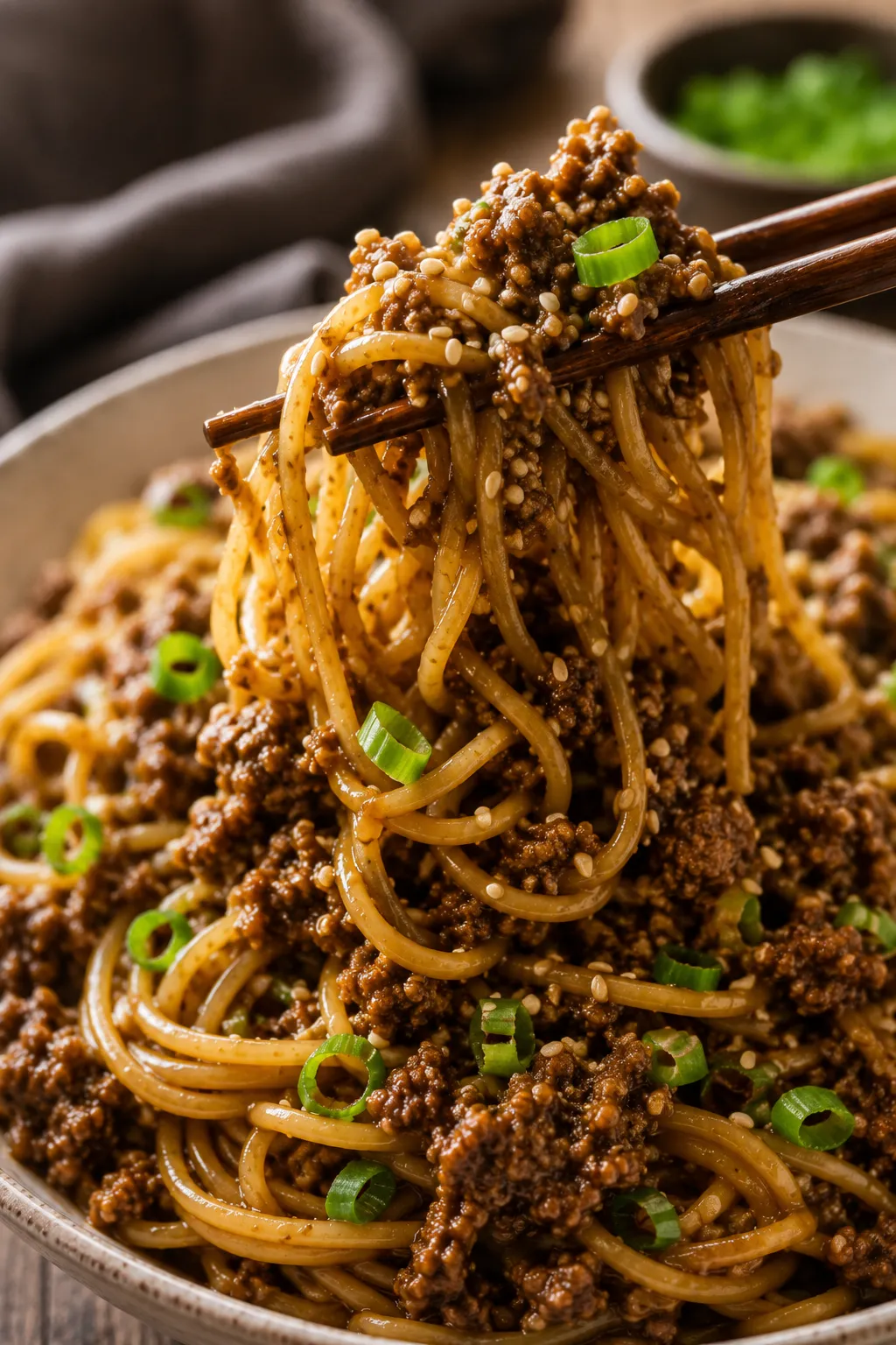 Mongolian Ground Beef Noodles