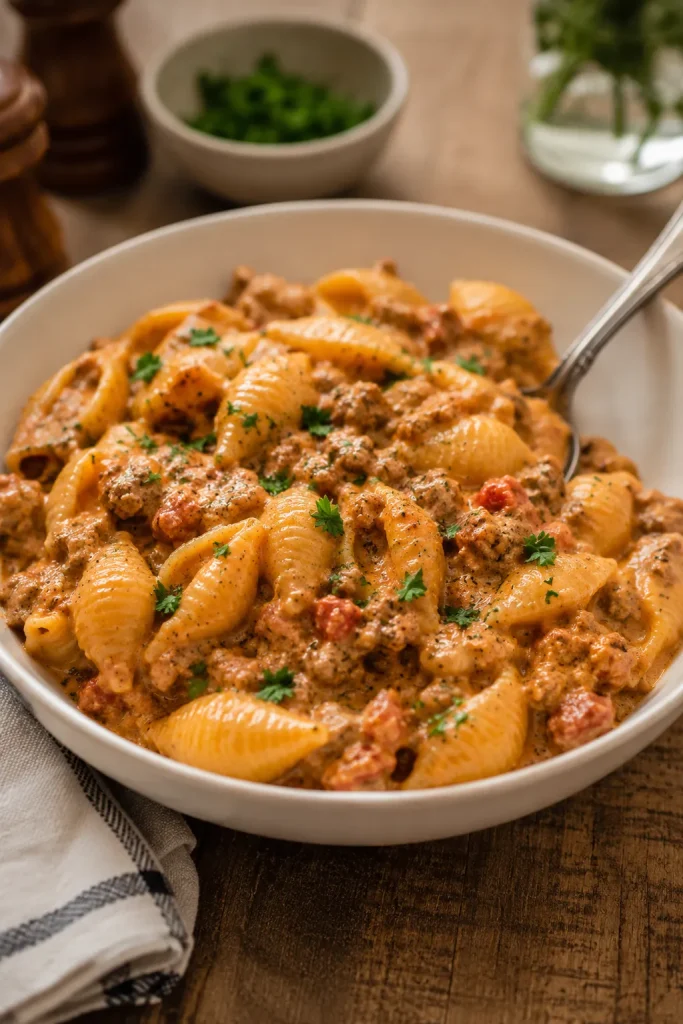 Creamy Beef and Shells