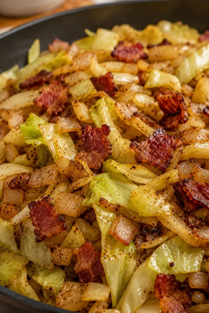 Fried Cabbage with Bacon Onion and Garlic