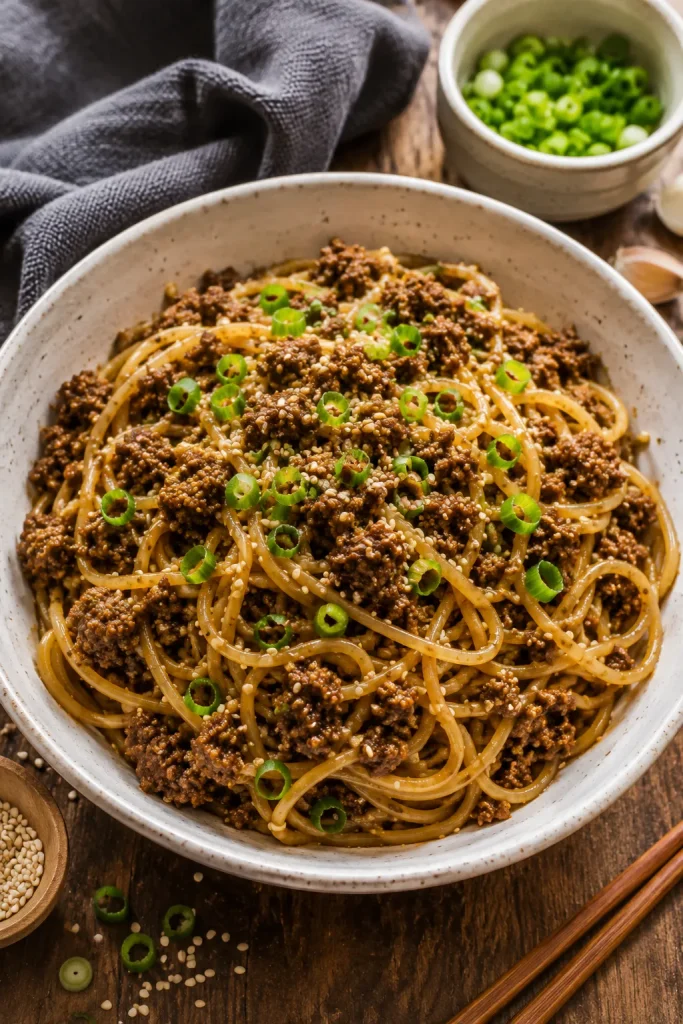 Mongolian Ground Beef Noodles
