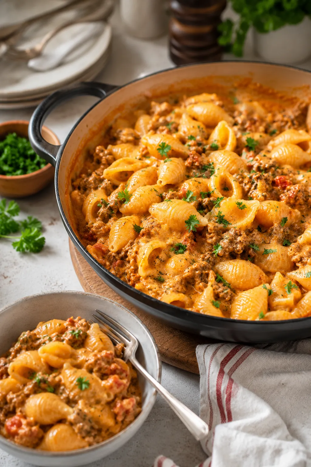 Creamy Beef and Shells