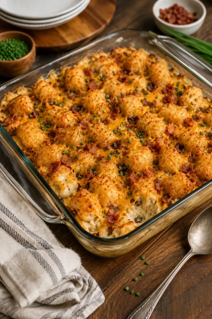 Chicken Bacon Ranch Tater Tot Casserole