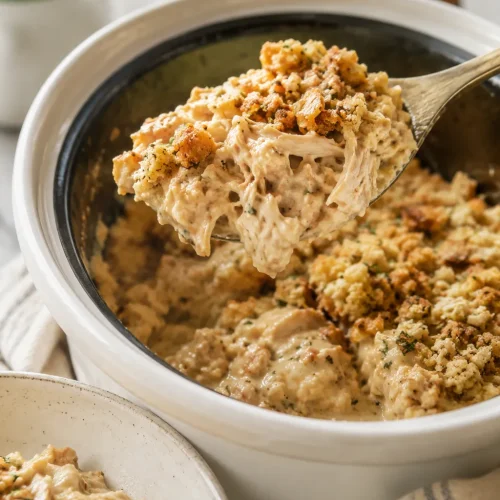 4-Ingredient Slow Cooker Chicken and Stuffing