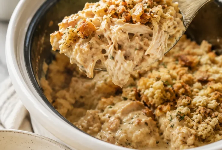 4-Ingredient Slow Cooker Chicken and Stuffing