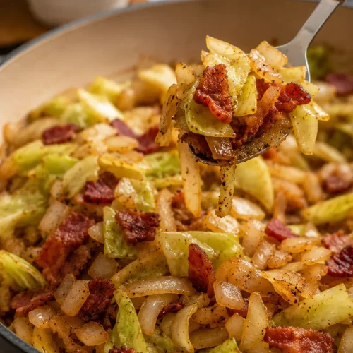 Fried Cabbage with Bacon Onion and Garlic